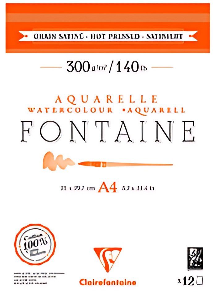 Clairefontaine Bloc de papier aquarelle FONTAINE, satiné, A4