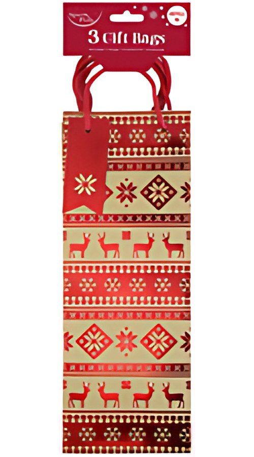 Clairefontaine Sac cadeau de Noël pour bouteille, set de 3