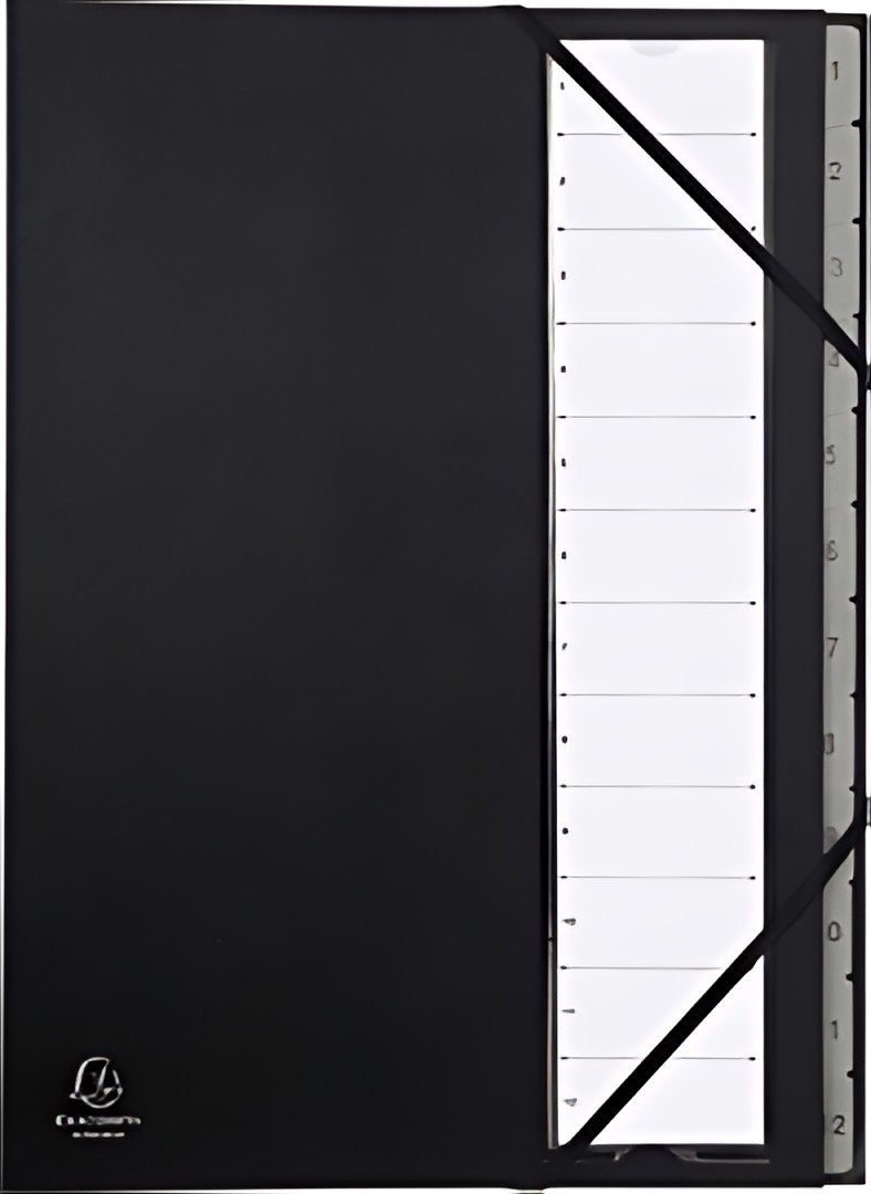 EXACOMPTA Trieur Ordonator, 1-12, A4, 12 compartiments, noir