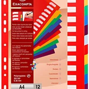 EXACOMPTA Intercalaires en plastique, uni, A4, 12 touches