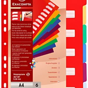 EXACOMPTA Intercalaires en plastique, uni, A4, 6 touches