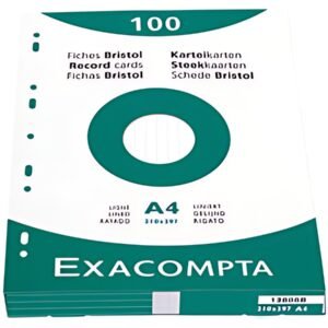 EXACOMPTA Fiches bristol, A4, ligné, blanc
