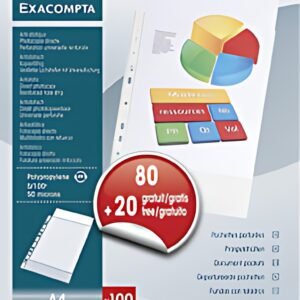 EXACOMPTA Pochette perforée, A4, pack promo 80 + 20 GRATUIT