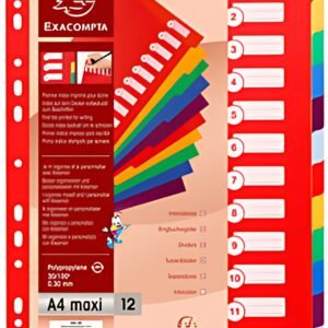 EXACOMPTA Intercalaires en plastique, uni, A4+, 6 touches