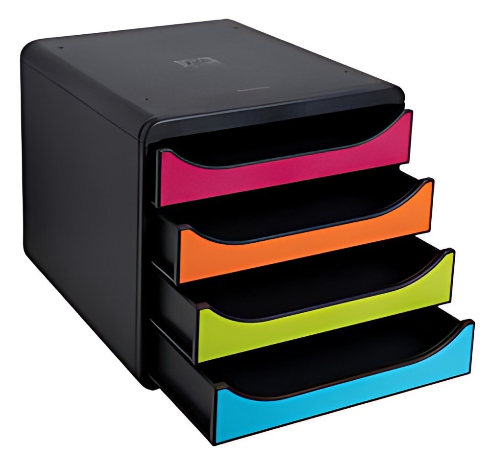 EXACOMPTA Module de classement BIG-BOX, 4 tiroirs, arlequin