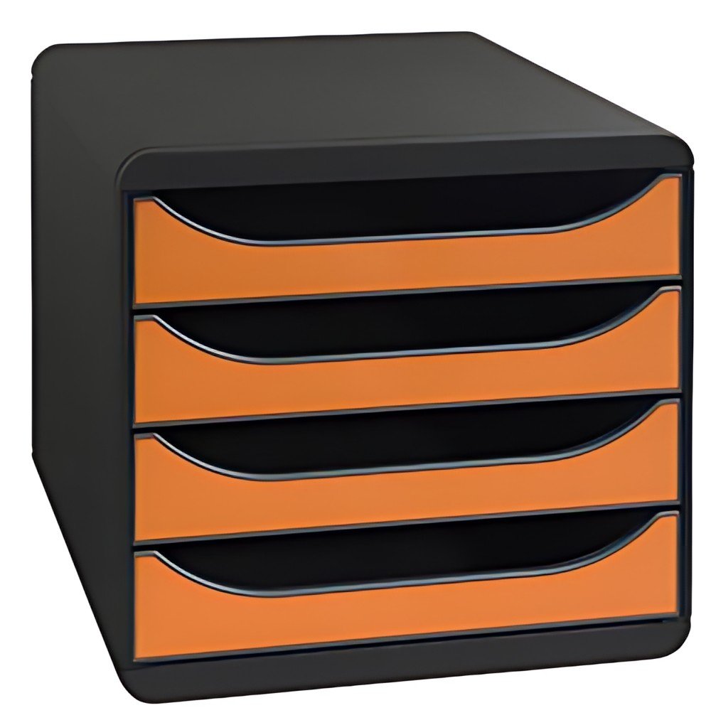 EXACOMPTA Module de classement BIG-BOX, 4 tiroirs, tangerine