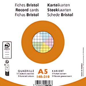 EXACOMPTA Fiches bristol, A5, quadrillé, assorti
