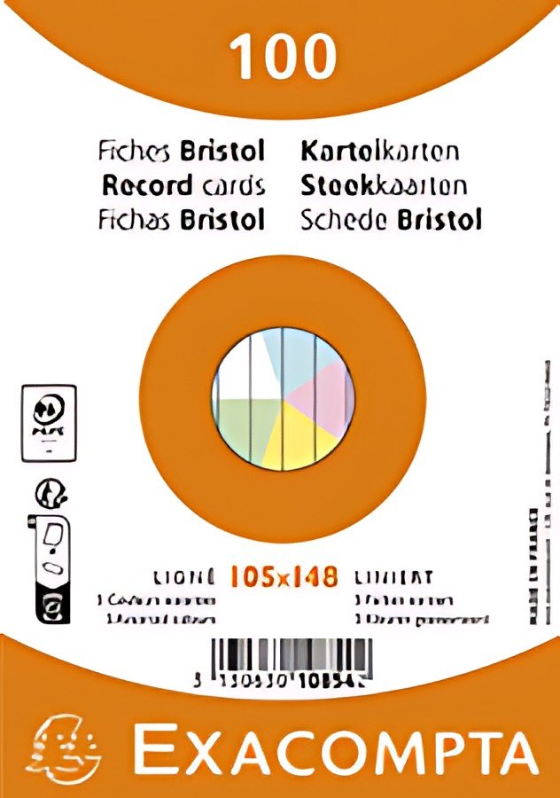 EXACOMPTA Fiches bristol, A6, ligné, blanc