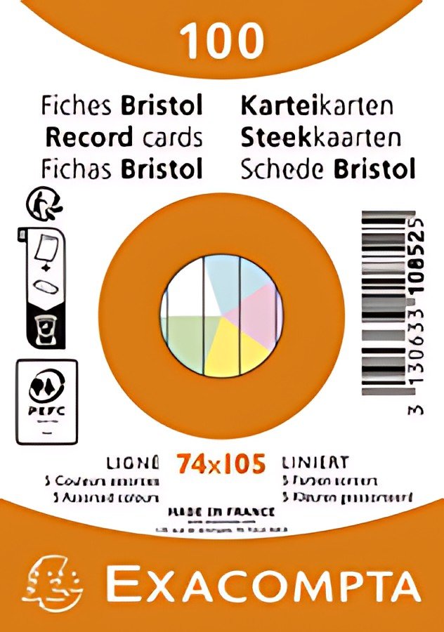 EXACOMPTA Fiches bristol, A7, ligné, rose