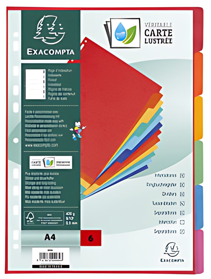 EXACOMPTA Intercalaires en carton, A4+, 6 touches