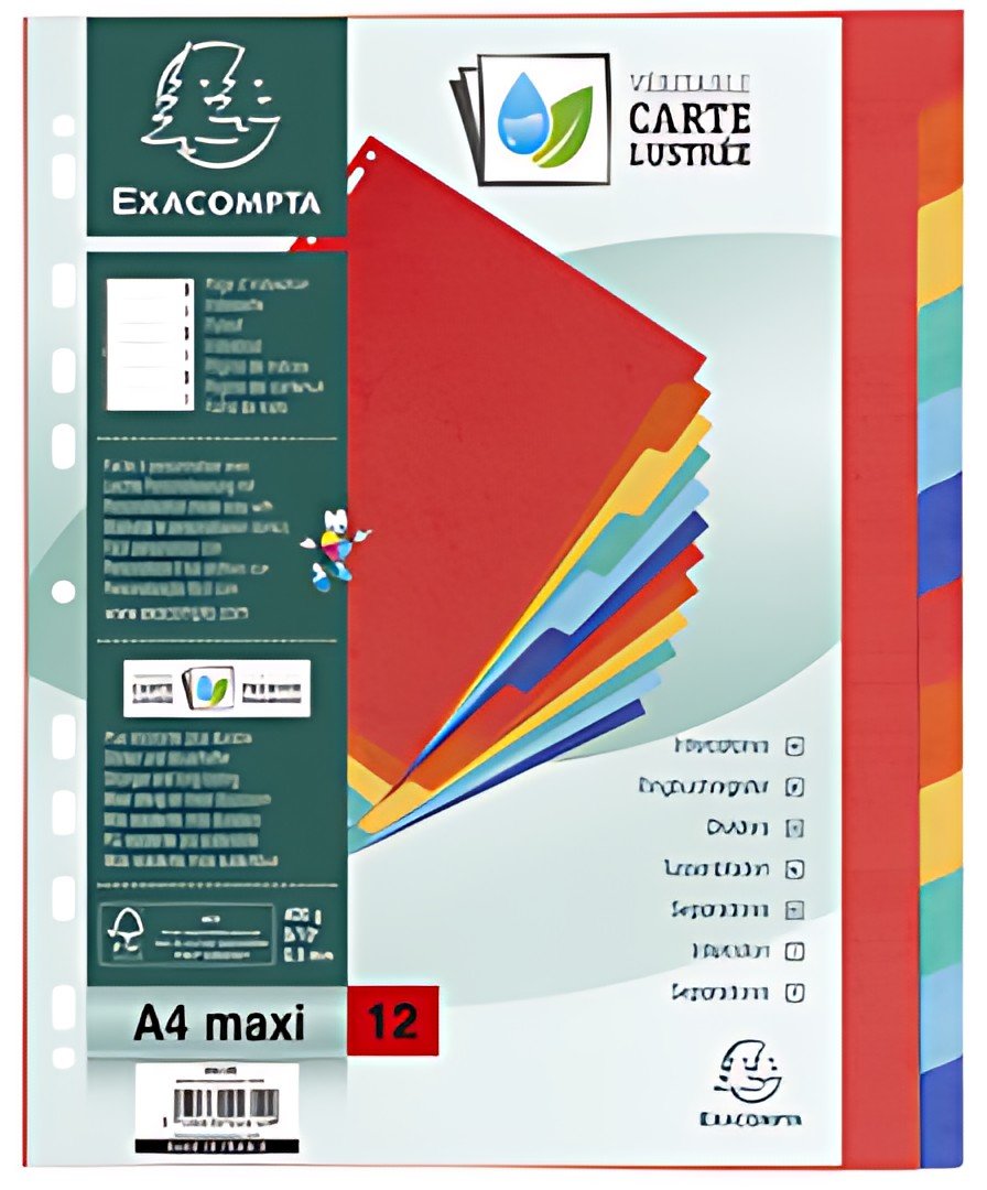 EXACOMPTA Intercalaires en carton, A4+, 12 touches