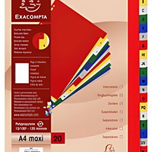 EXACOMPTA Intercalaires en plastique, A-Z, A4+, 20 touches