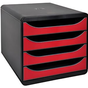 EXACOMPTA Module de classement BIG-BOX, 4 tiroirs, rouge