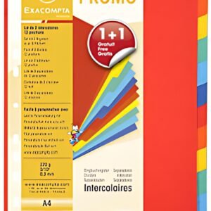 EXACOMPTA Intercalaires en carton, A4, 12 touches, promo 1+1
