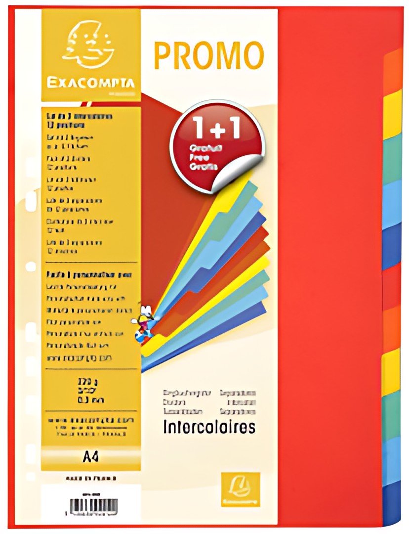 EXACOMPTA Intercalaires en carton, A4, 12 touches, promo 1+1