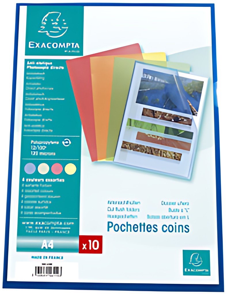EXACOMPTA Pochette coin, A4, PP 0,12 mm, assorti