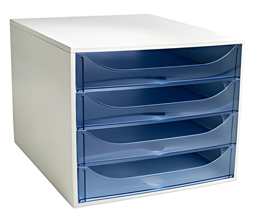 EXACOMPTA Module de classement ECOBOX, 4 tiroirs, gris/bleu