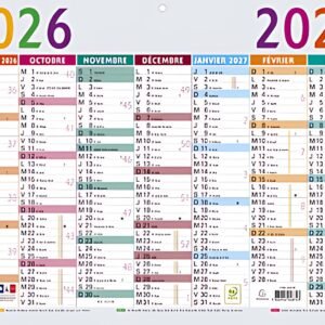 EXACOMPTA Calendrier Multicolore, 2026/2027, 550 x 405 mm