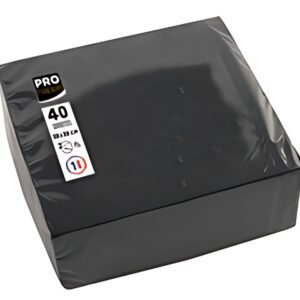 PROnappe Serviette de table jetable, 380 x 380 mm, noir