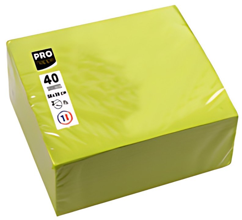 PROnappe Serviette de table jetable, 380 x 380 mm, vert kiwi