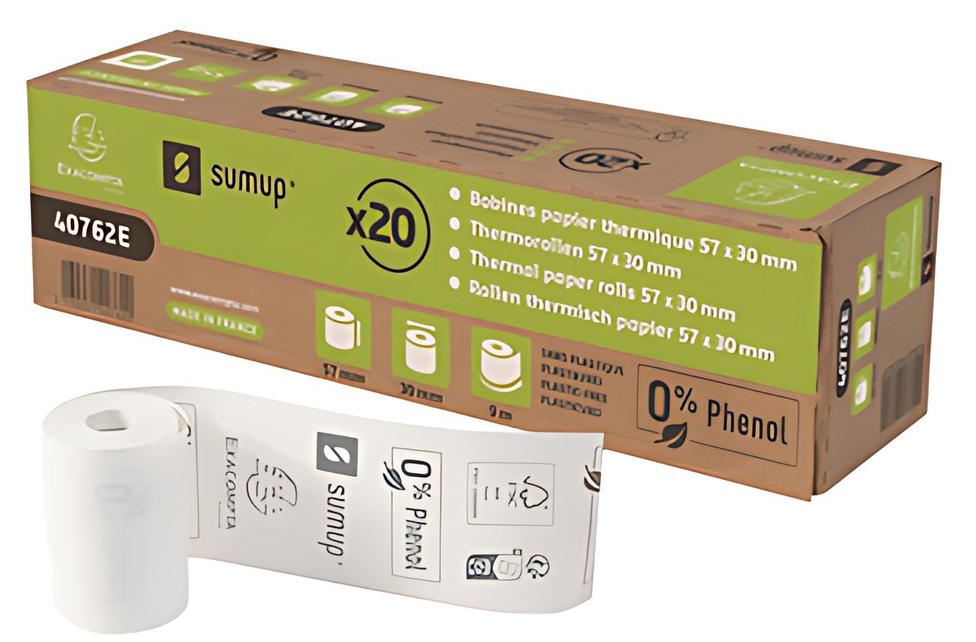 EXACOMPTA Bobine pour ticket CB SumUp, 57 mm x 9 mm, blanc
