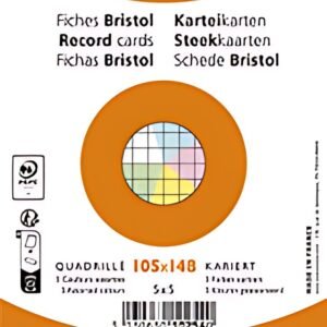 EXACOMPTA Fiches bristol, A6, quadrillé, assorti
