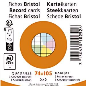 EXACOMPTA Fiches bristol, A7, quadrillé, assorti