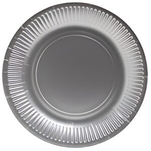 PROnappe Assiette en carton, rond, 230 mm, argent
