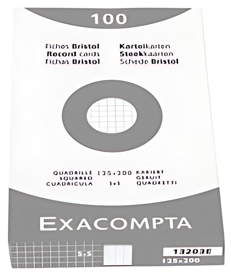 EXACOMPTA Fiche bristol, 125 x 200 mm, quadrillé, assorti