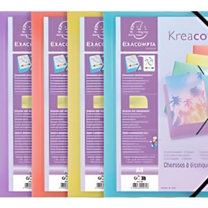 EXACOMPTA Chemise à élastique Kreacover Pastel, A4, PP