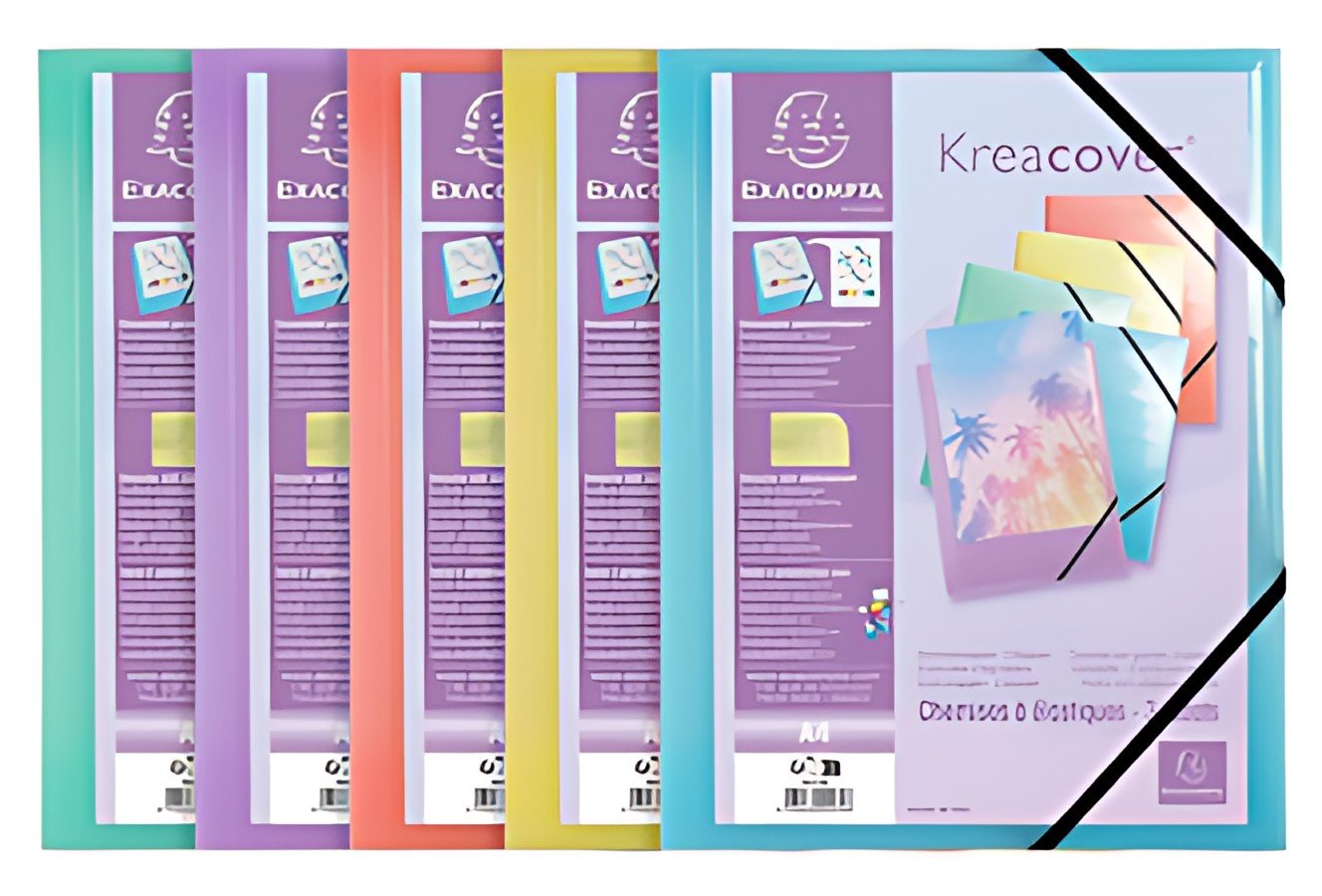 EXACOMPTA Chemise à élastique Kreacover Pastel, A4, PP