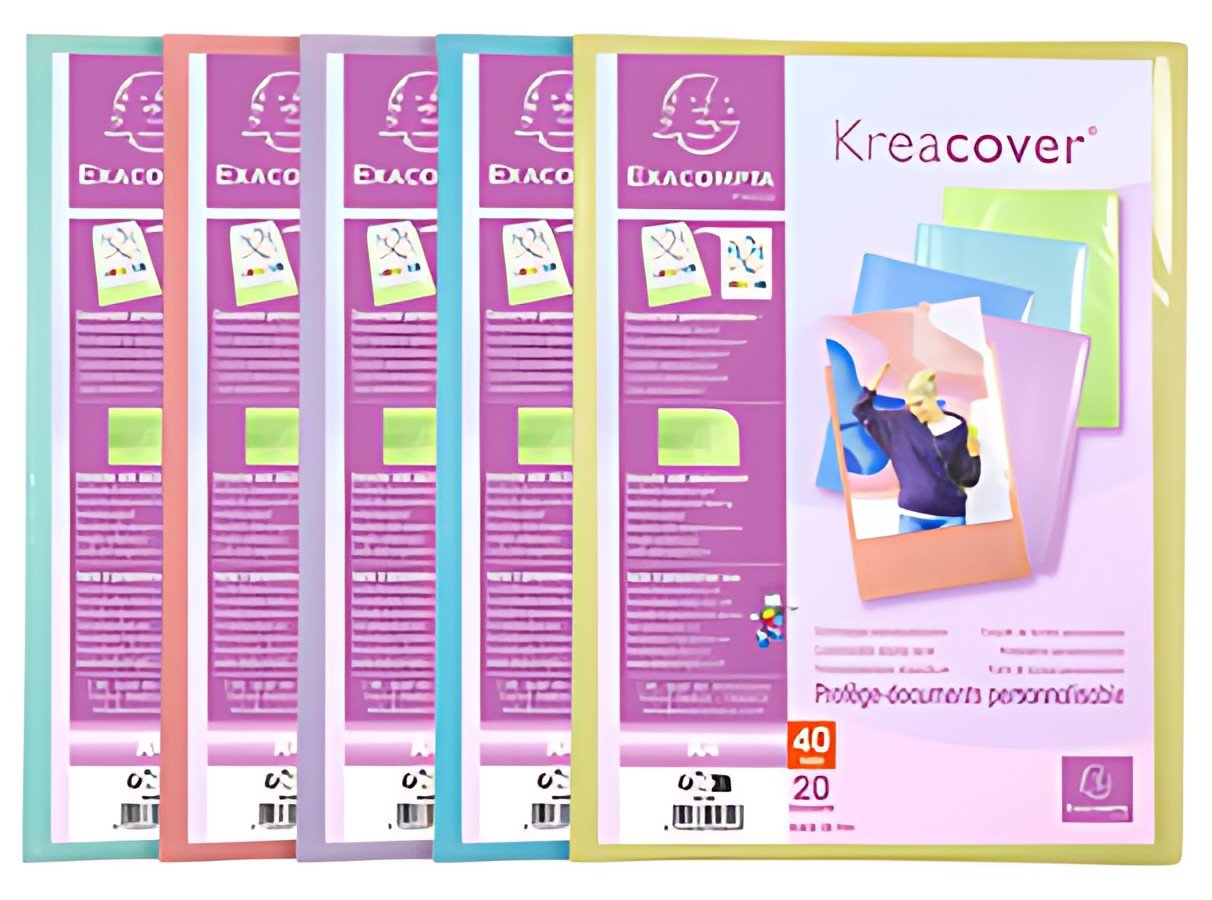 EXACOMPTA Protège-documents, A4, PP, 50 pochettes, assorti