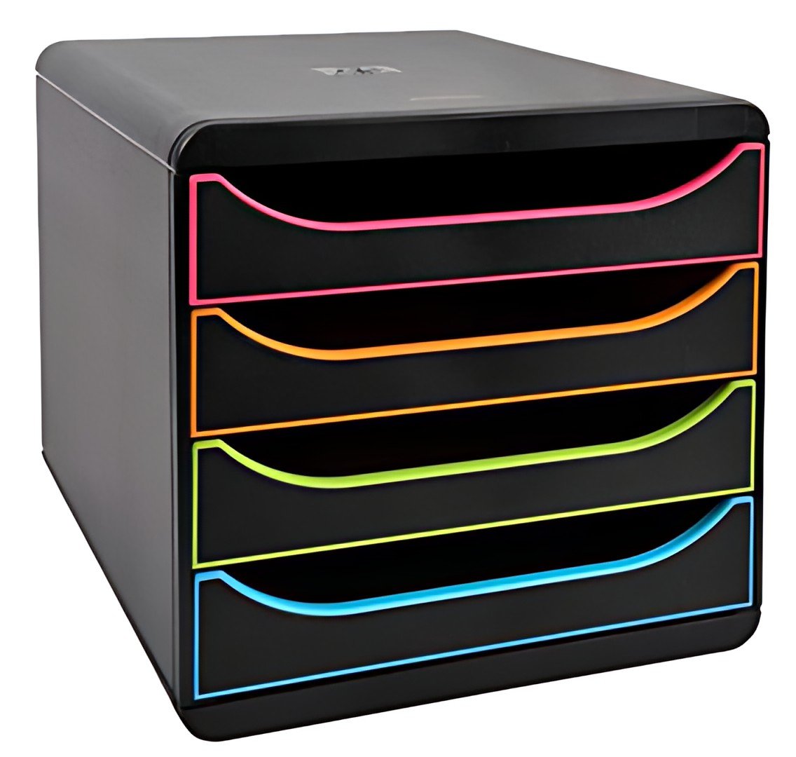 EXACOMPTA Module de classement BIG-BOX, 4 tiroirs, arlequin