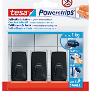 tesa Powerstrips Crochet adhésif SMALL rectangulaire, noir