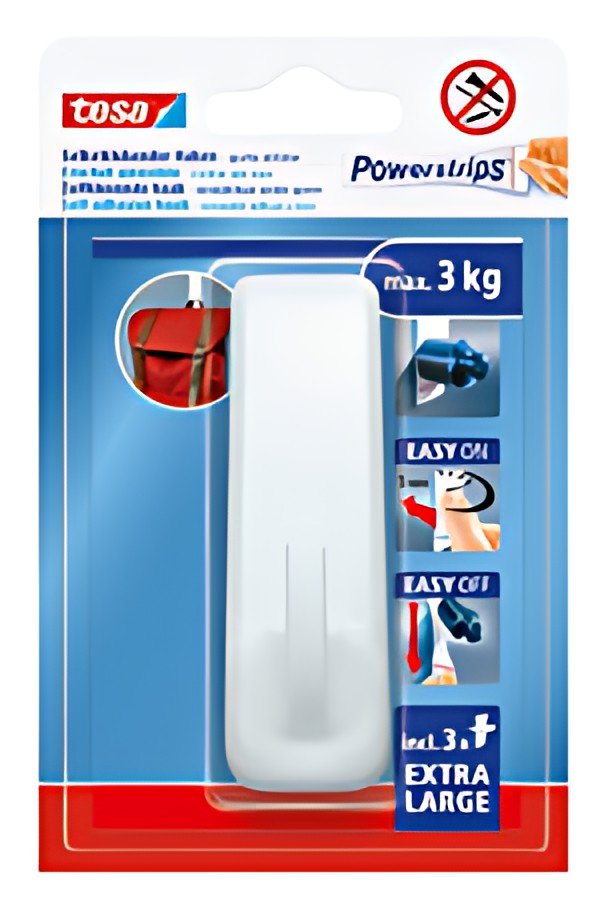 tesa Crochet Powerstrips EXTRA LARGE rectangulaire, blanc