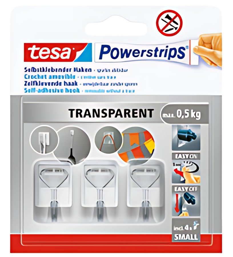 tesa Crochet Powerstrips WIRED HOOK SMALL, transparent