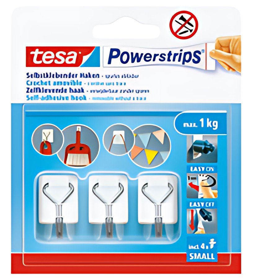 tesa Crochet Powerstrips WIRED HOOK SMALL, blanc