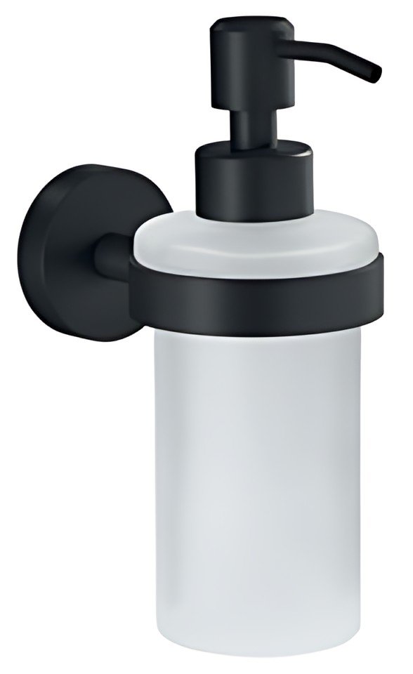 tesa Distributeur de savon MOON BLACK, verre satiné, noir