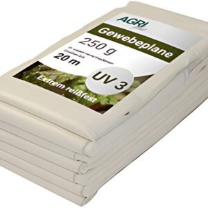 AGRIplus Bâche toile avec oeillets, 6 x 8 m, 250 g/m2, blanc