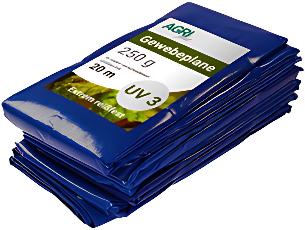 AGRIplus Bâche toile avec oeillets, 8 x 10 m, 250 g/m2, bleu