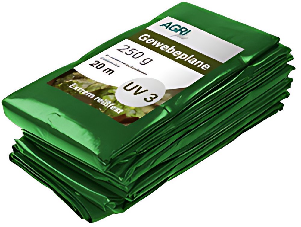 AGRIplus Bâche toile avec oeillets, 6 x 8 m, 250 g/m2, vert