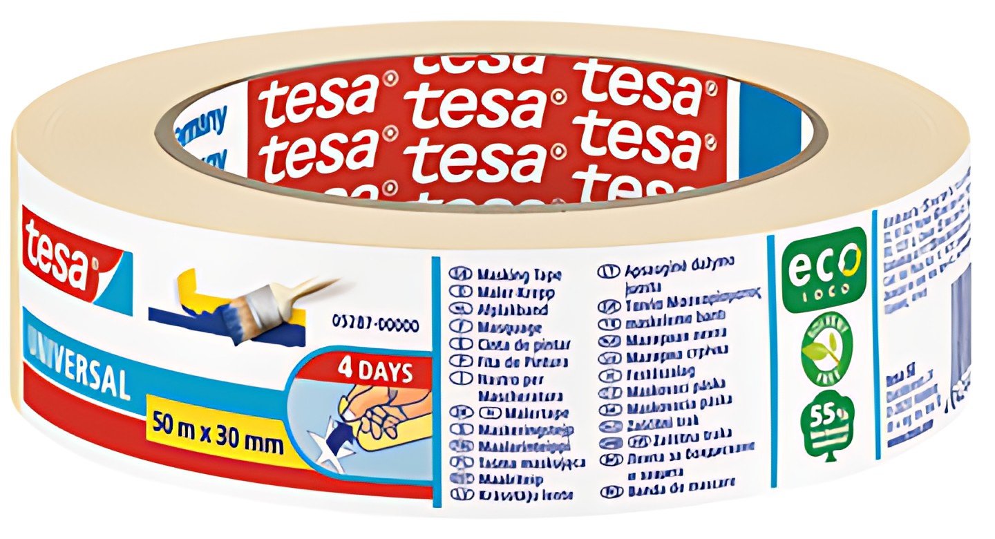 tesa ecoLogo Ruban de masquage crêpé Universal, 19 mm x 50 m