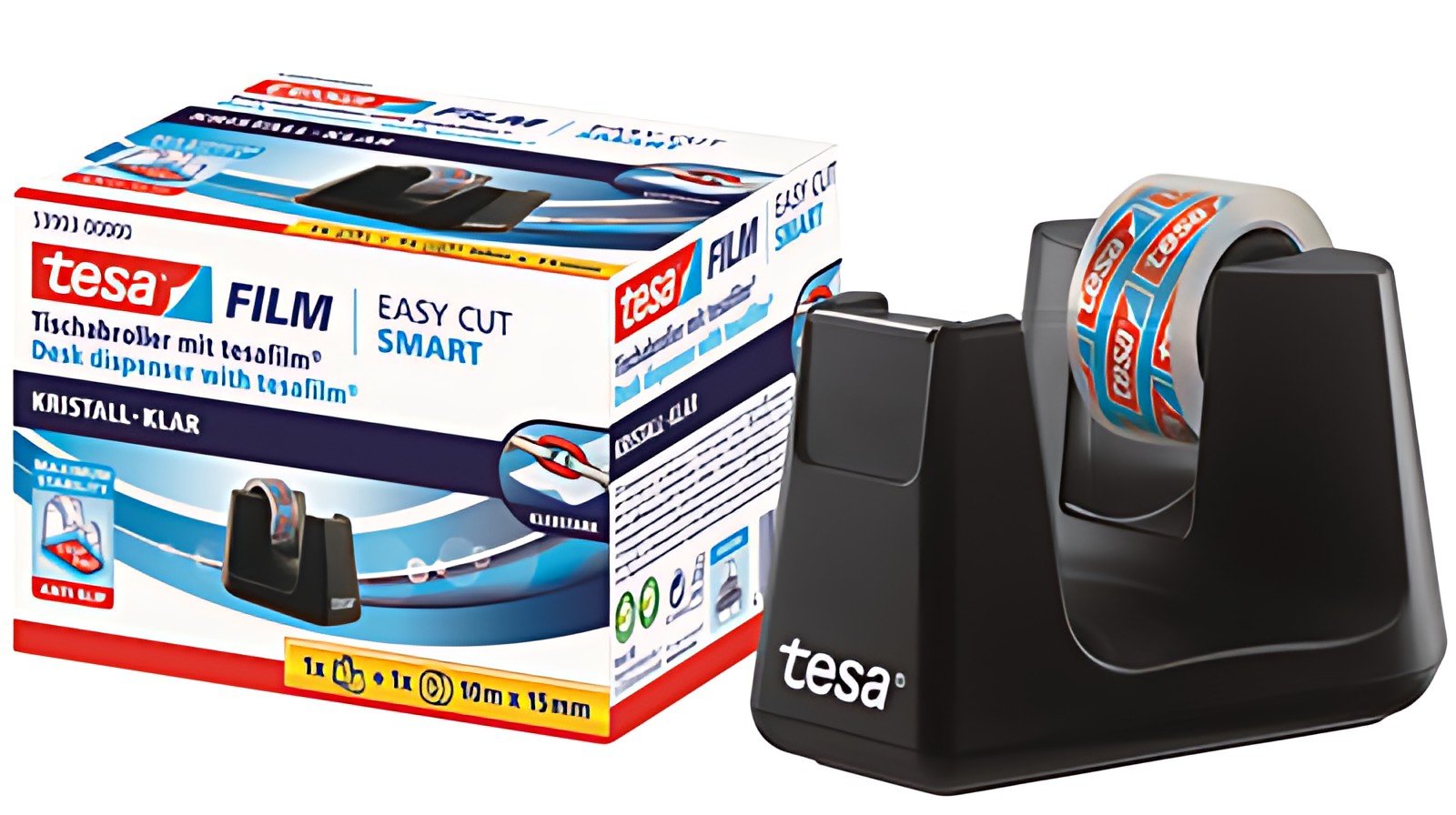 tesa Dévidoir de bureau Smart ecoLogo, équipé, noir