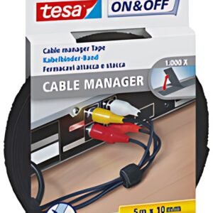 tesa On & Off Serre-câbles Cable Manager Universal, noir