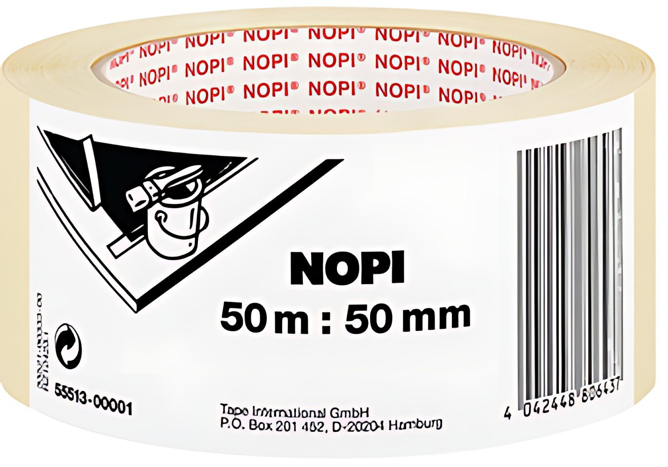 NOPI ruban de masquage en papier crêpé, 19 mm x 50 m, beige