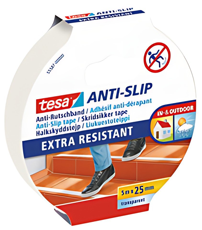 tesa Ruban adhésif anti-dérapant, 25 mm x 5,0 m, transparent
