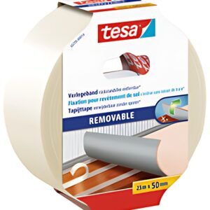 tesa Fixation pour revêtement de sol, 50 mm x 5 m, s'enlève