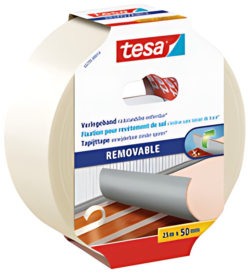 tesa Fixation pour revêtement de sol, 50 mm x 5 m, s'enlève