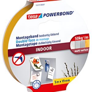 tesa Powerband Adhésif de montage INDOOR, 19 mm x 5 m