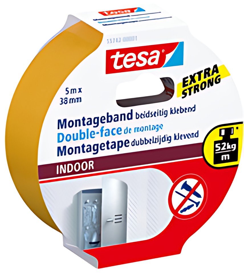 tesa Powerband Adhésif de montage INDOOR, 38 mm x 5 m